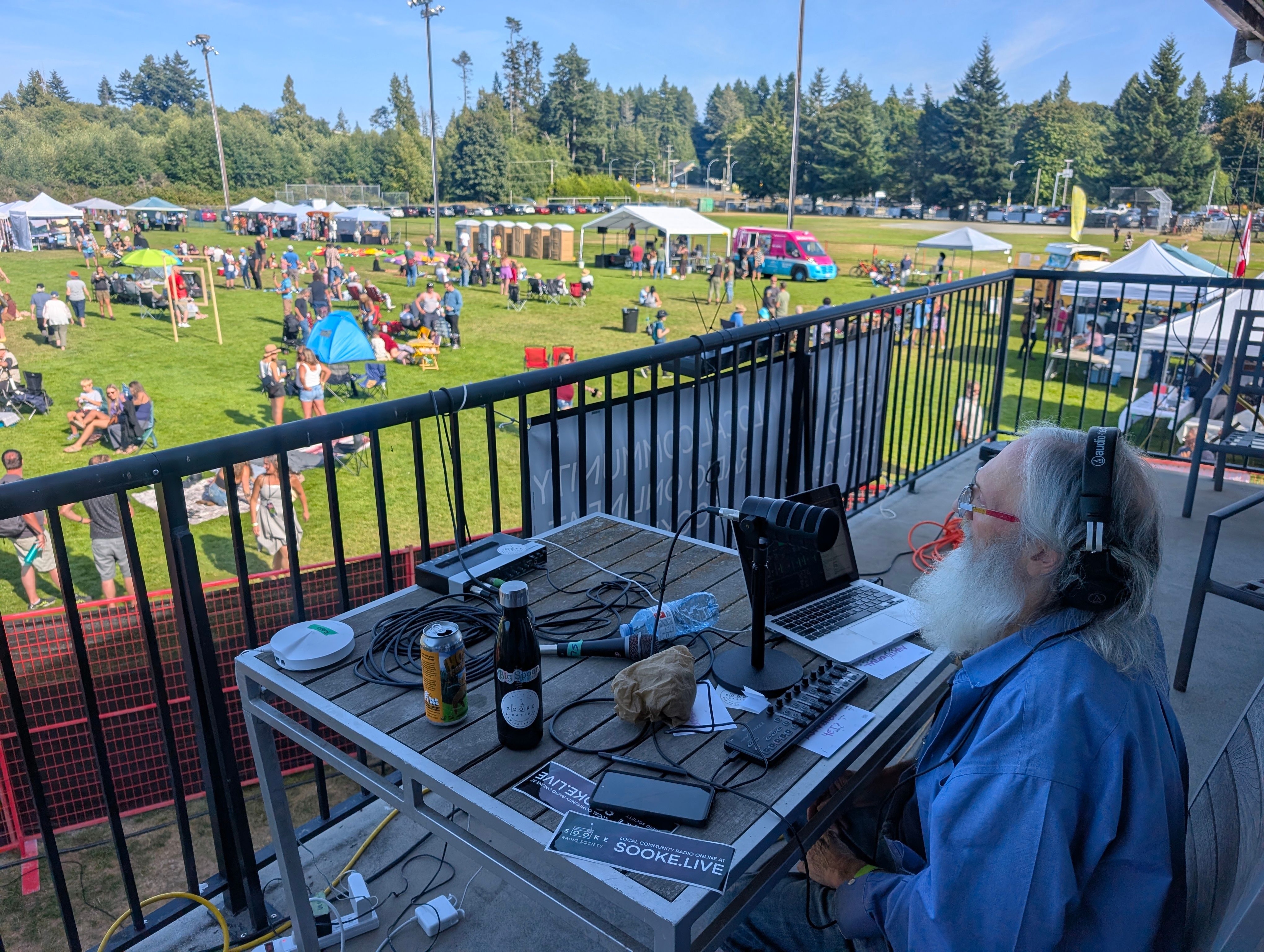 Volunteer George livestreams from the Sooke Music Festival