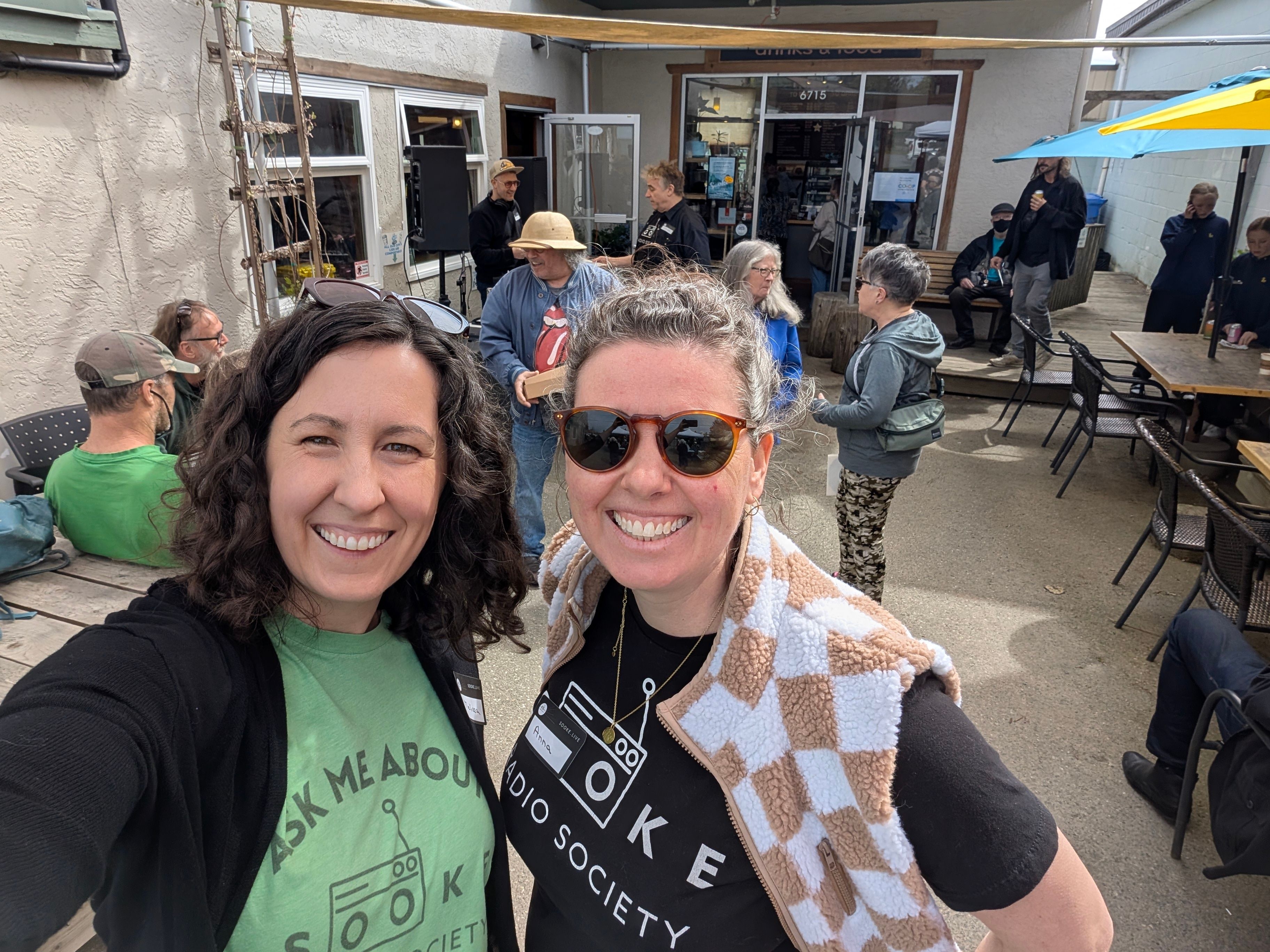 Co-Founder Melissa and Event Volunteer Anna rocking Sooke Radio shirts on the dance floor